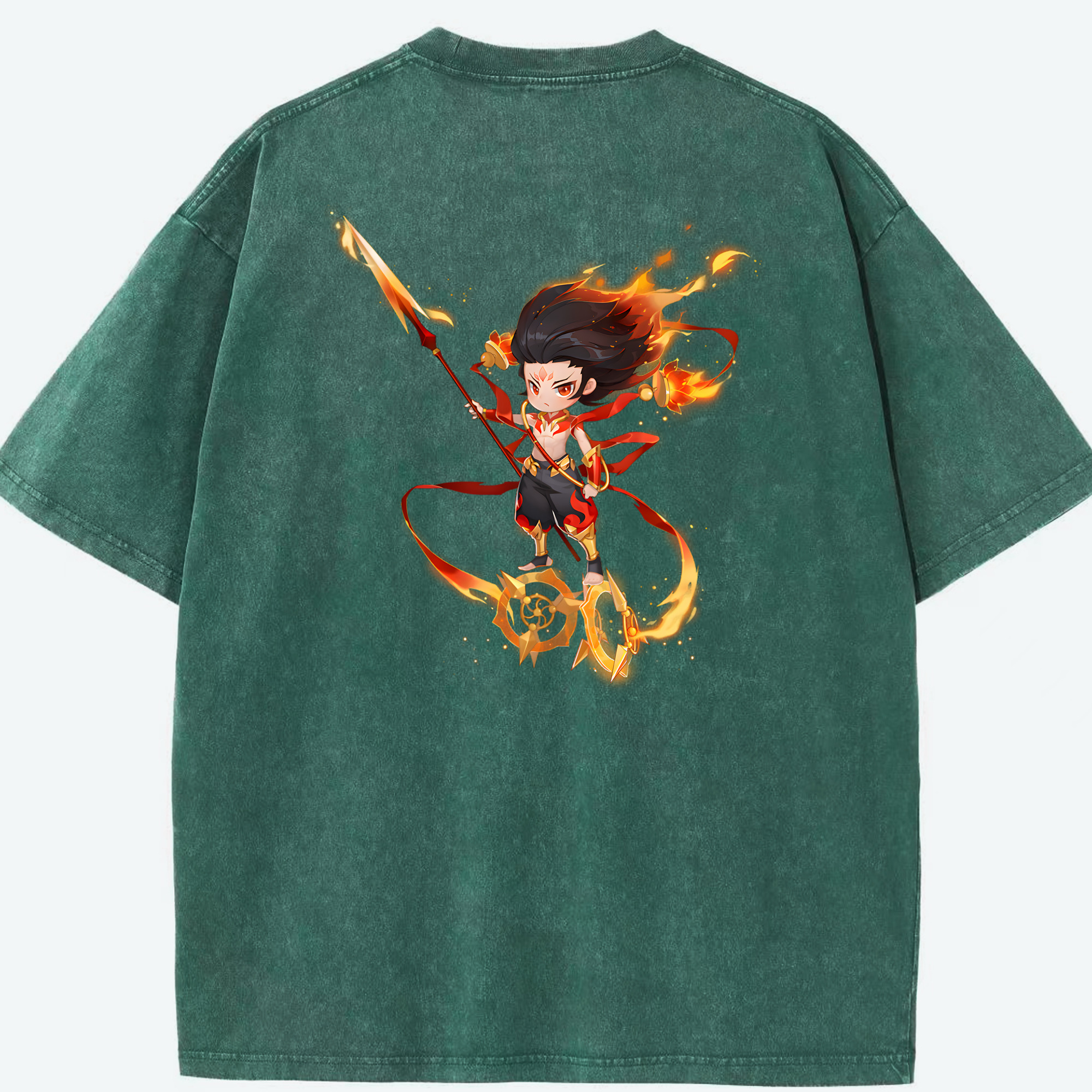 （画像用） Ne Zha 2 ナタ 魔童の大暴れ 綿100% ヴィンテージ風 半袖Tシャツ（背面プリント）